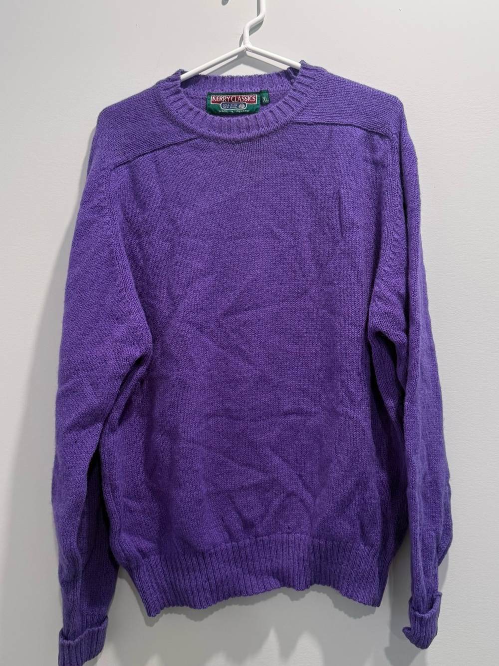 Purple Kerry Classics Crewneck sweater made in  Ireland 100% pure wool